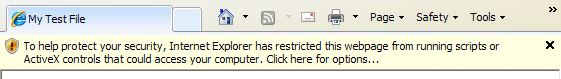 ActiveContentAlert To help protect your security, Internet Explorer has restricted this webpage from running scripts or ActiveX controls that could access your computer. Click here for options...