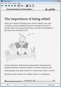 Kindle Previewer showing a page from Technical Writing 101