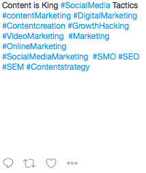 tweet with way too many #contentstrategy and other hashtags