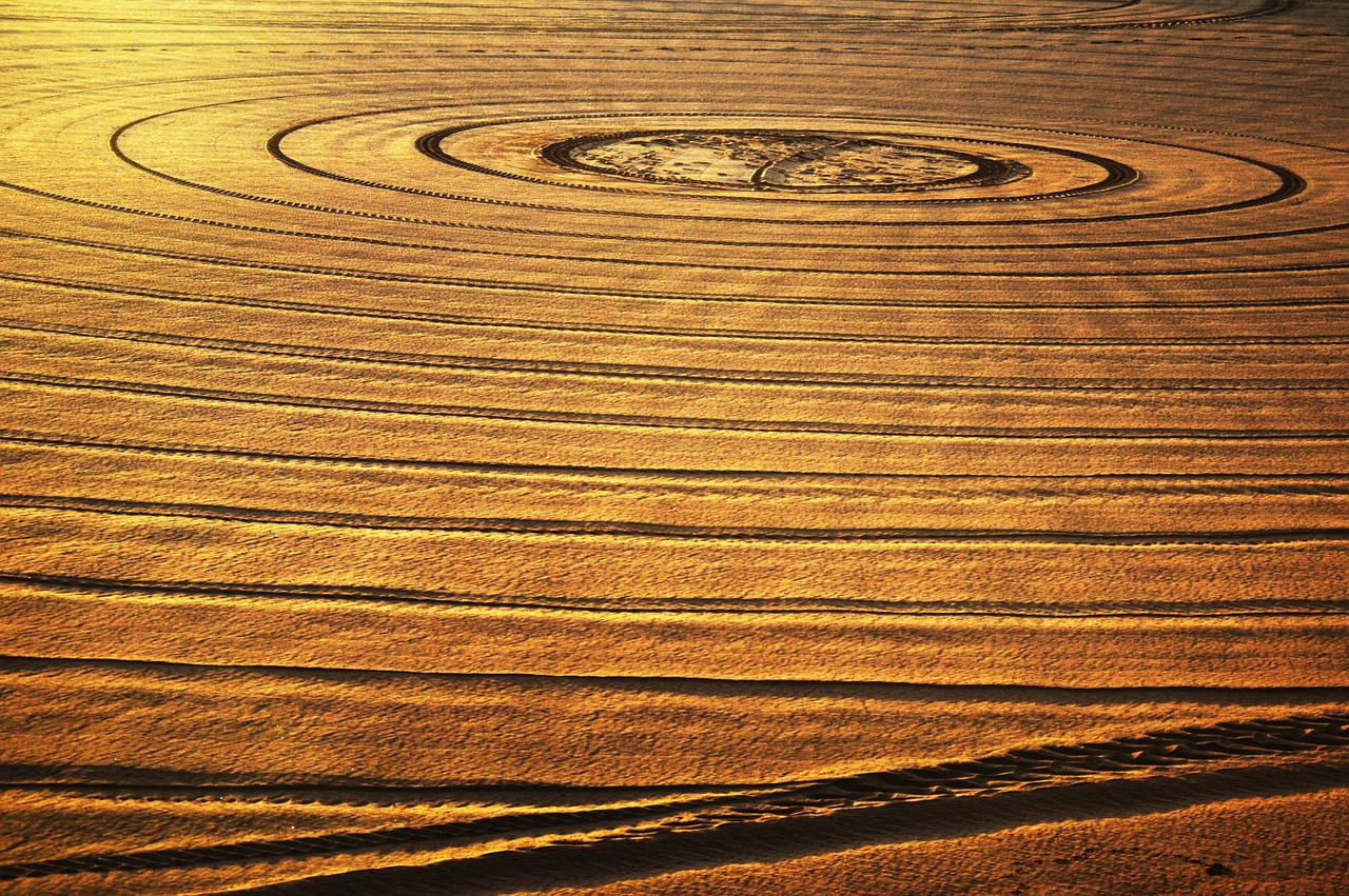 sand with tire tracks going in circles
