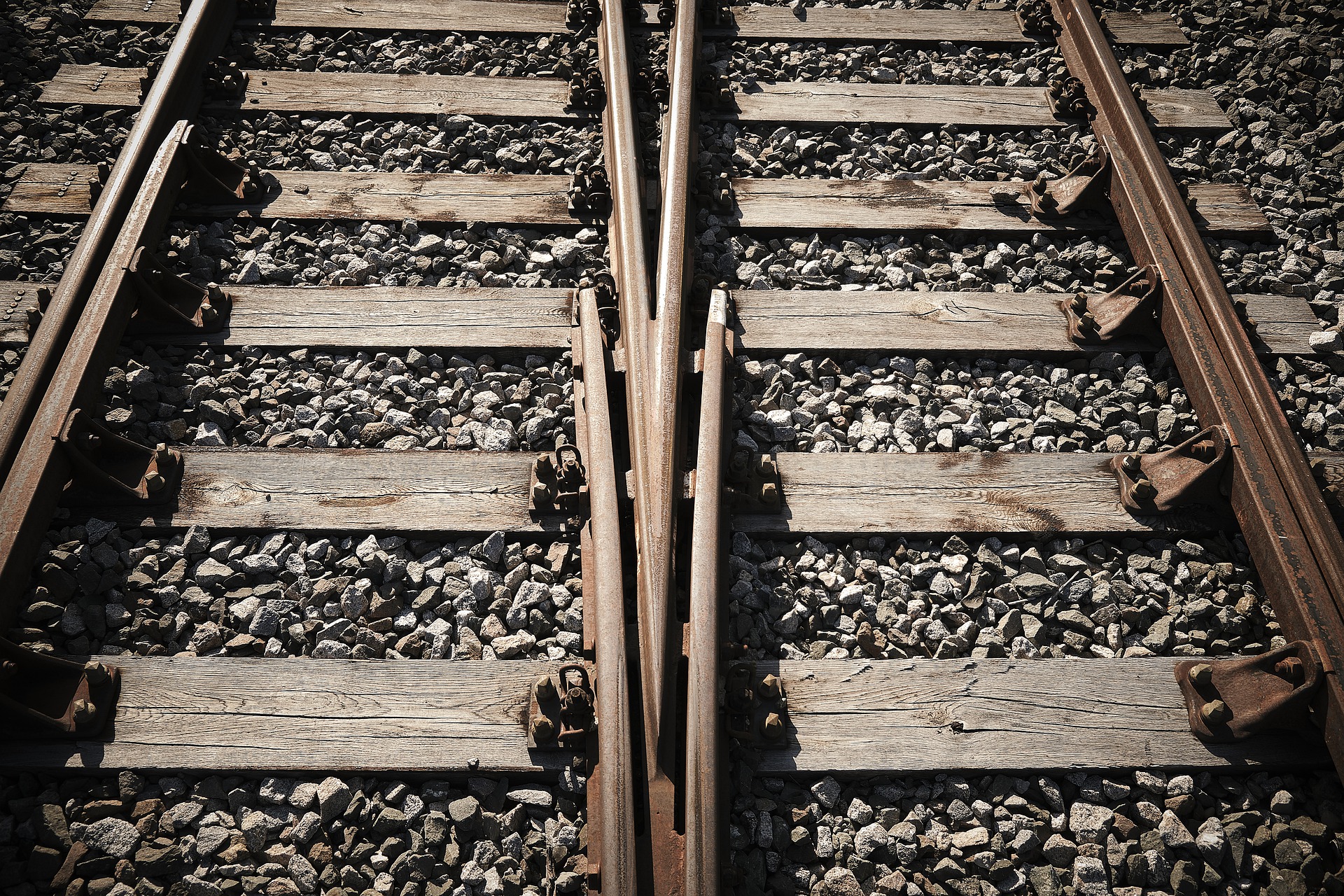 Two railroad tracks next to each other