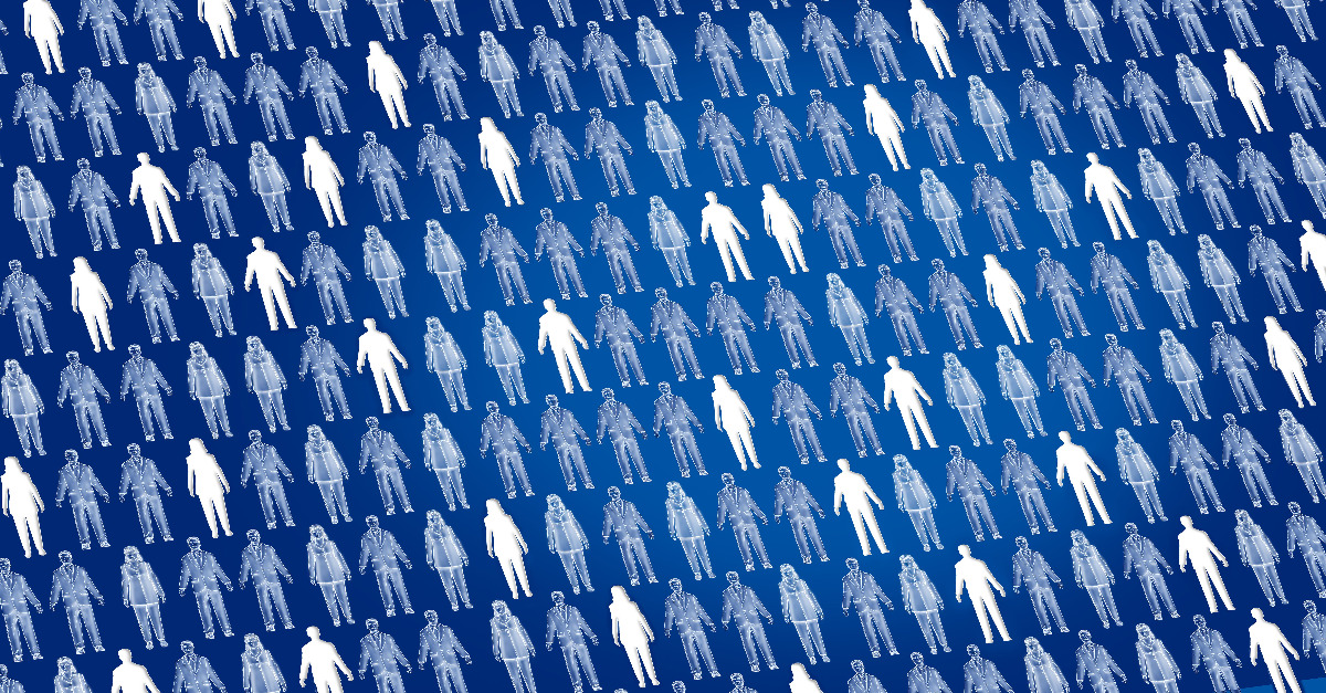 silhouettes of people on blue background