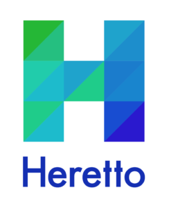 Graphic “H” that’s green in the top left corner fading to dark blue in the bottom right, with the text “Heretto” underneath. 