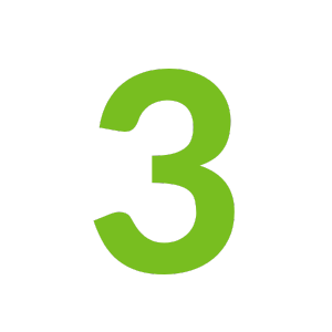 Light green "3" in large font.