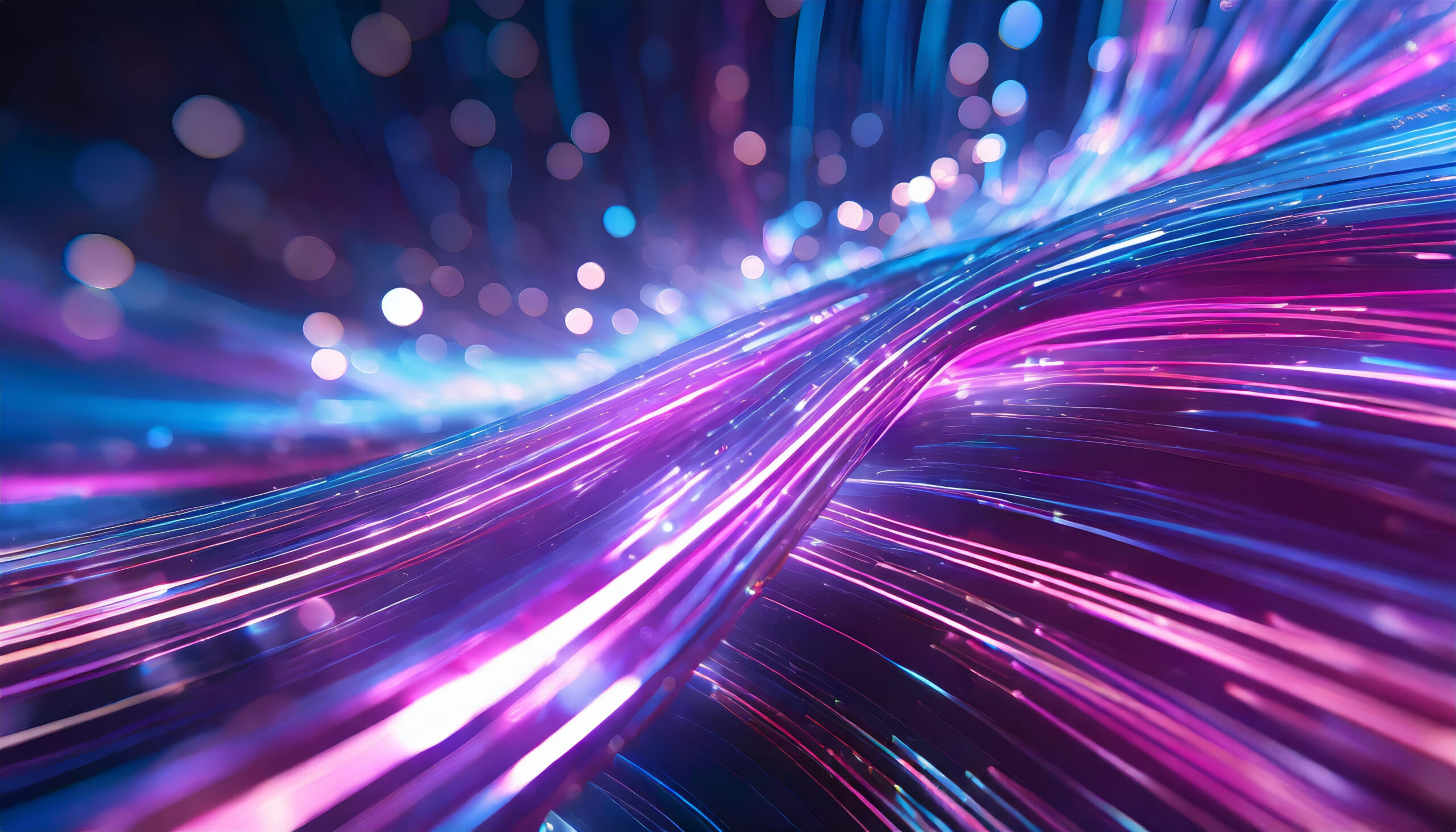 Abstract futuristic background featuring vivid pink and blue neon wave lines in motion. This glowing high-speed design offers a sleek, modern energy ideal for creative, tech, and digital art